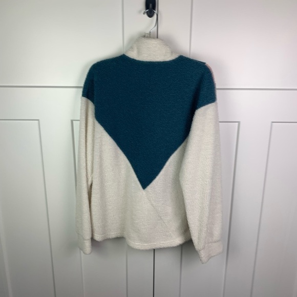 Filly Flair LARGE color Block Fleece Quarter Zip White Blue Pink Y2K - Picture 6 of 6